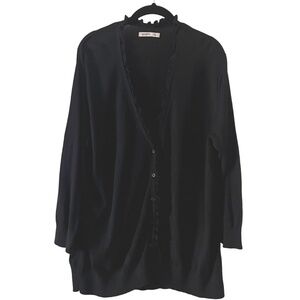 Old Navy Black Ruffled Button Up V Neck Cardigan Size XXL